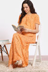 Coucou Maternity Woven Full Length Nightdress With Front Zipper And Discreet Feeding - Metalic Orange — thumbnail 4